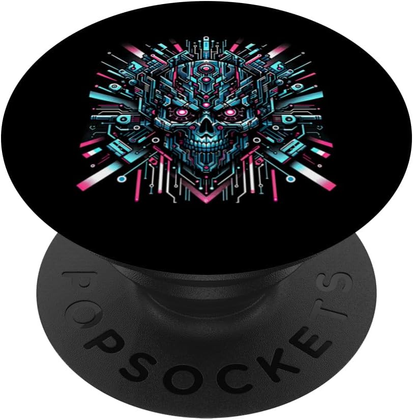 PopSockets Standard PopGrip - Cyberpunk Robotic Skull Cyborg Streetwear Heavy Metal Band