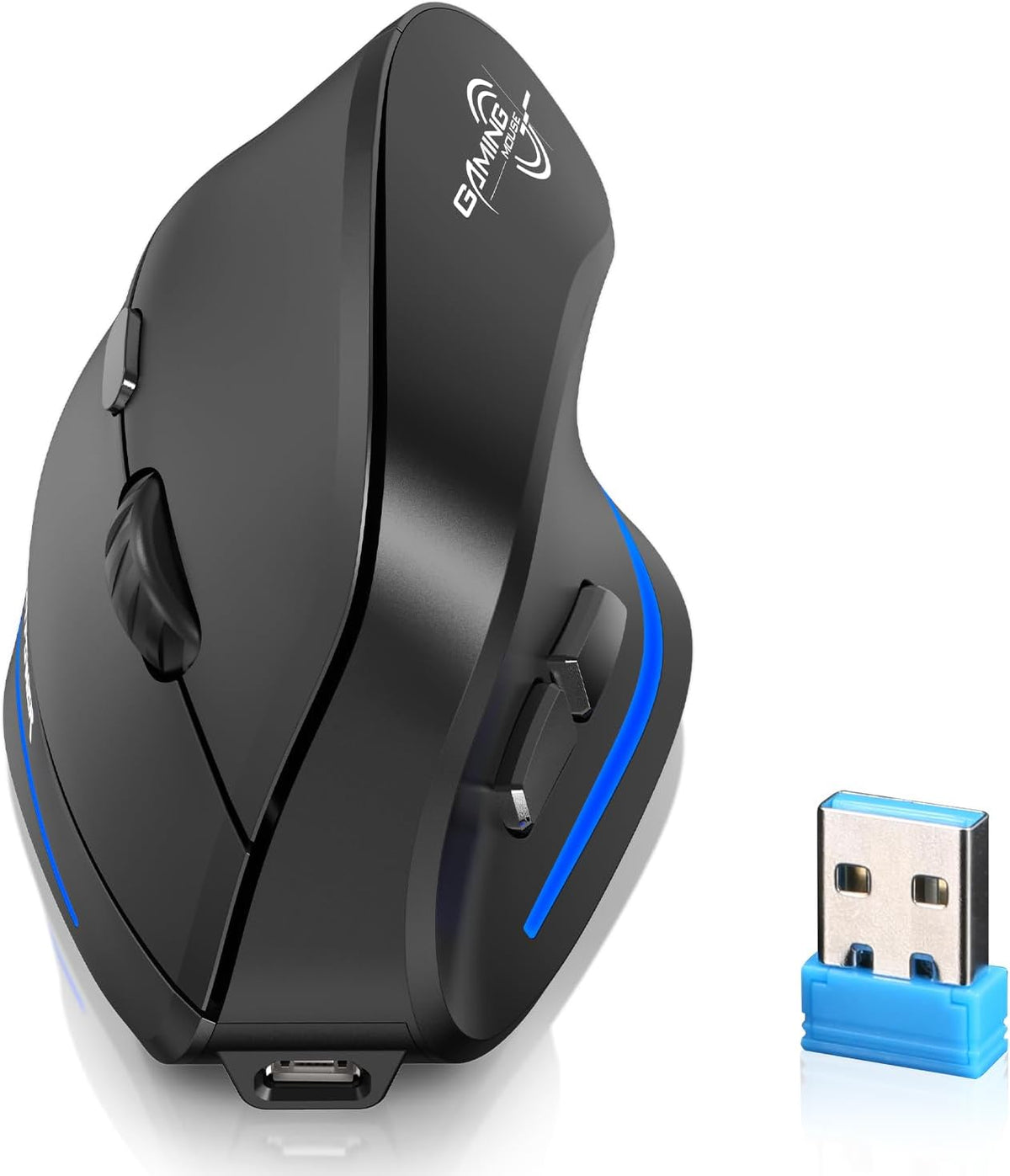 ECHTPower Ergonomic Wireless Mouse, Vertical Mouse with Adjustable DPI, Rechargeable with LED Light