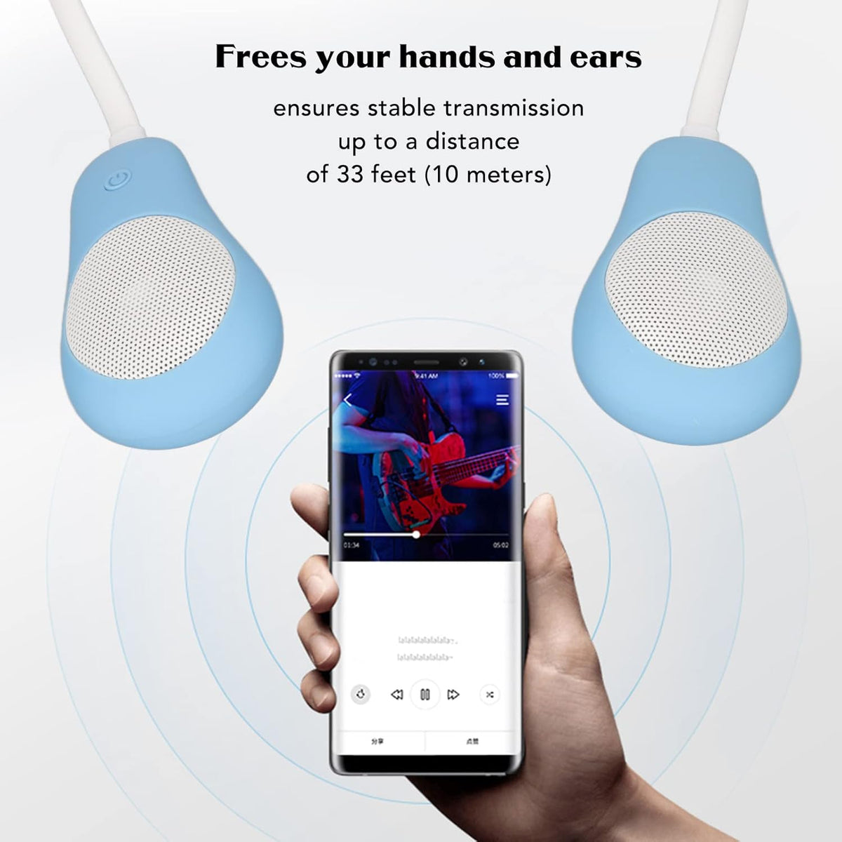 Neckband Bluetooth Speaker, Hands-Free Wireless Wearable Speaker for Home and Outdoor (Blue)