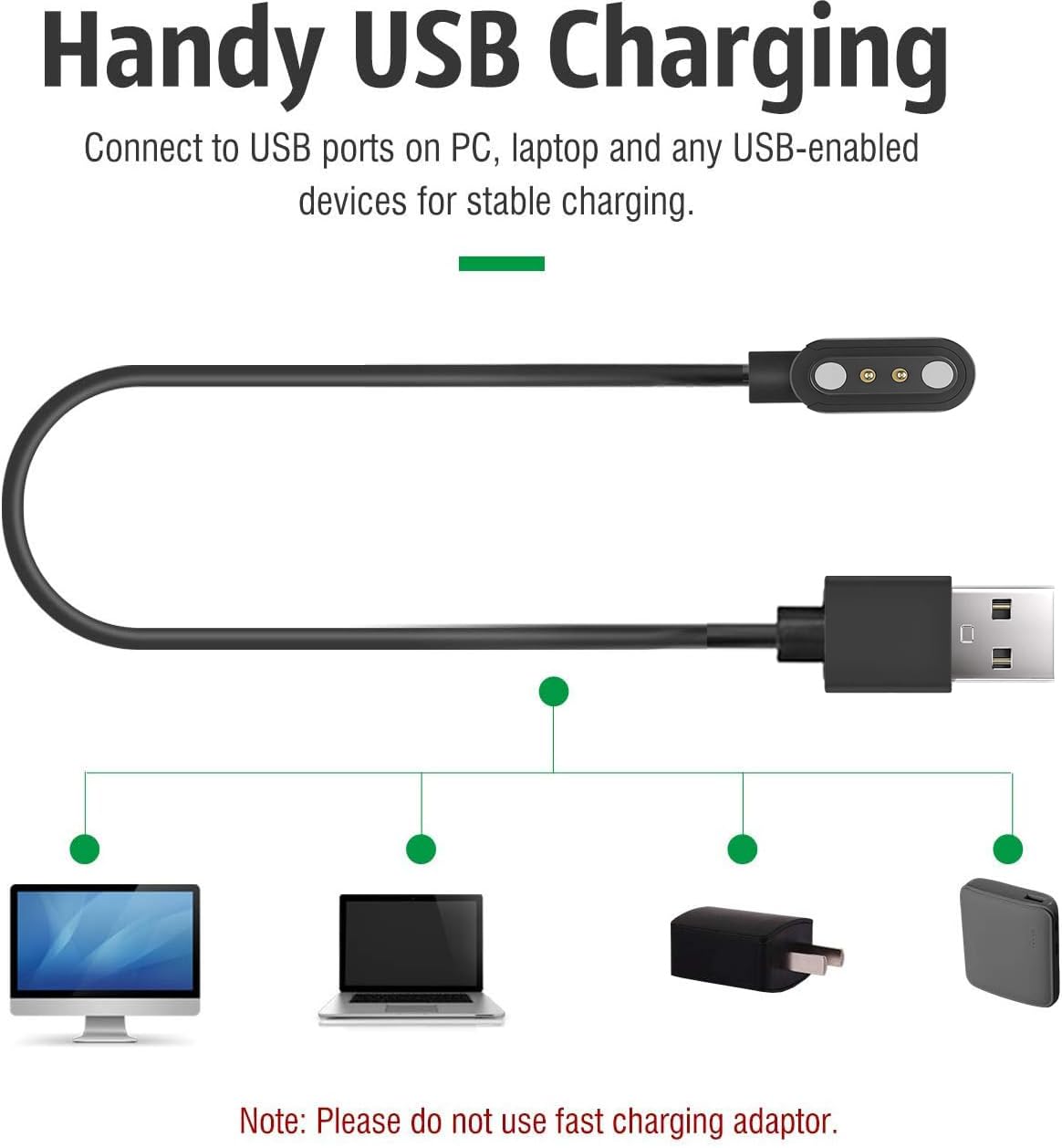 E ECSEM Charging Cable for Tiunua Dog Bark Collar, High Speed Magnetic Replacement USB Charger Cord
