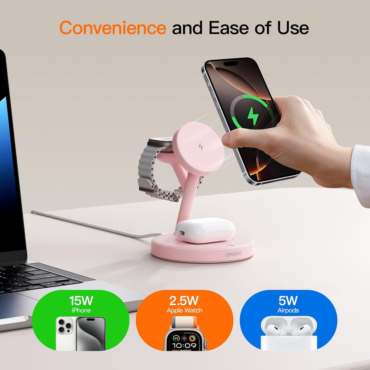 2025 3 in 1 Charging Station for Apple iPhone AirPods Watch with Mag-Safe Charger Wireless Charger Stand for iPhone 16 15 14 13 12 Series AirPods iWatch Series - Gifts for Wife & Husband