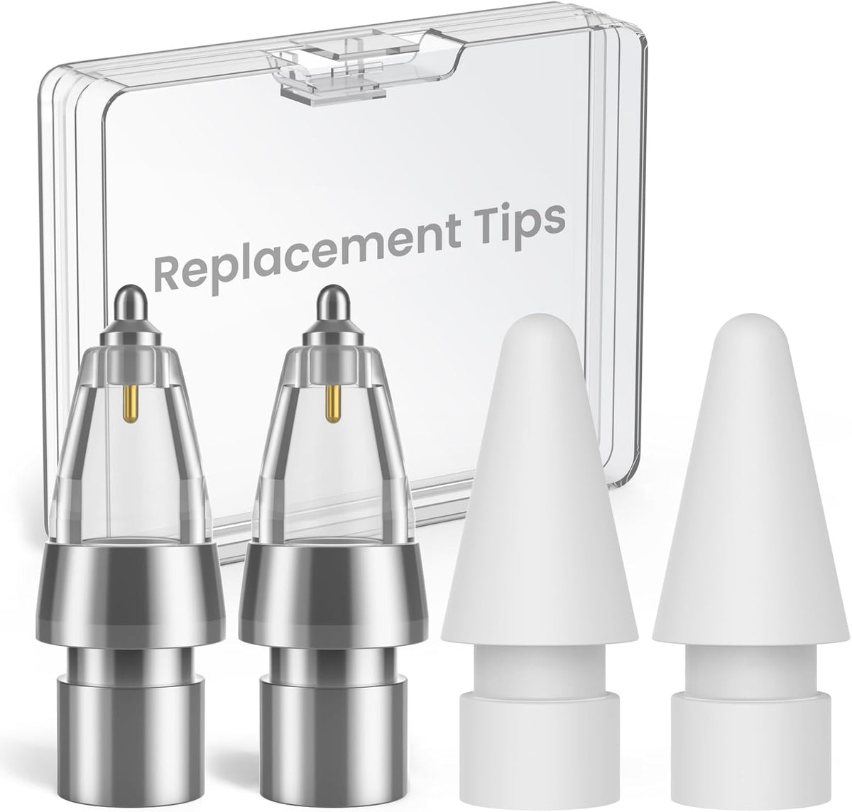 Delidigi 4 Packs Replacement Tips Compatible with Apple Pencil Pro/2nd Generation/1st Gen/USB-C, Metal Body Precise Control Pen Like iPencil Tips Nibs