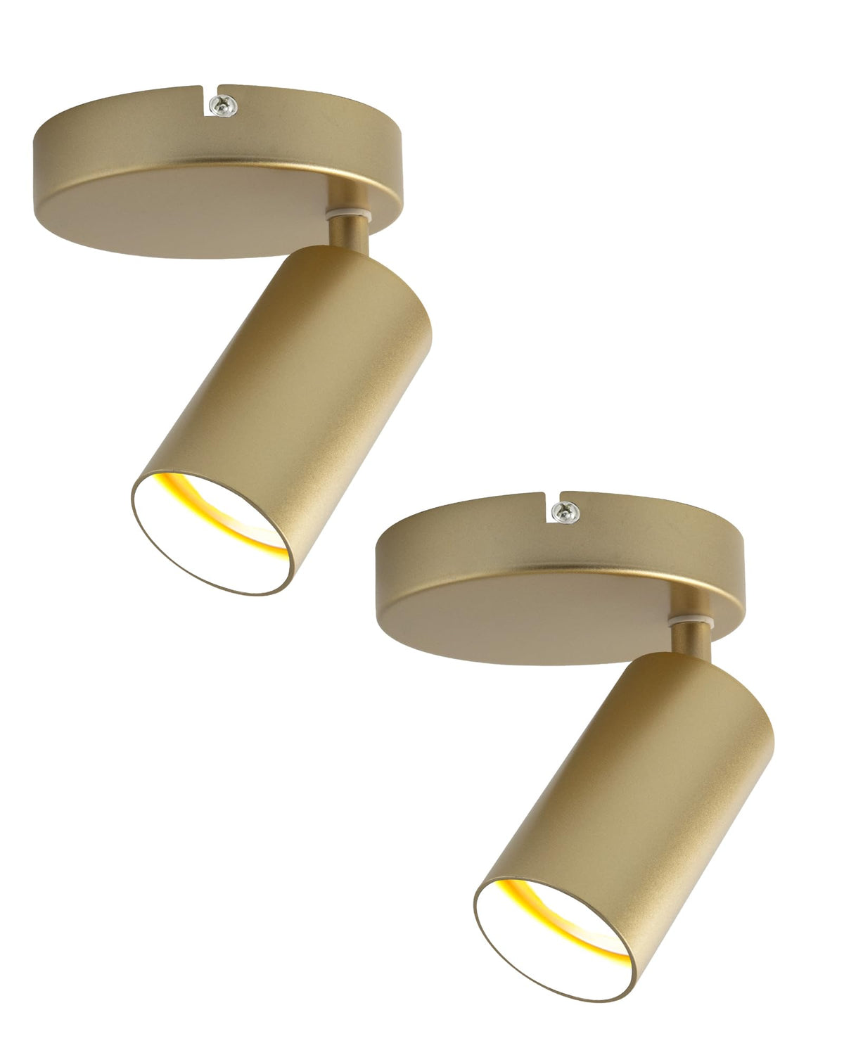 NatureLamp 2 Pack Gold Ceiling Spotlights Indoor Adjustable 1-Light Track Lighting with Flexibly Rotatable Spot Light Head for Bedroom, Kitchen, GU10