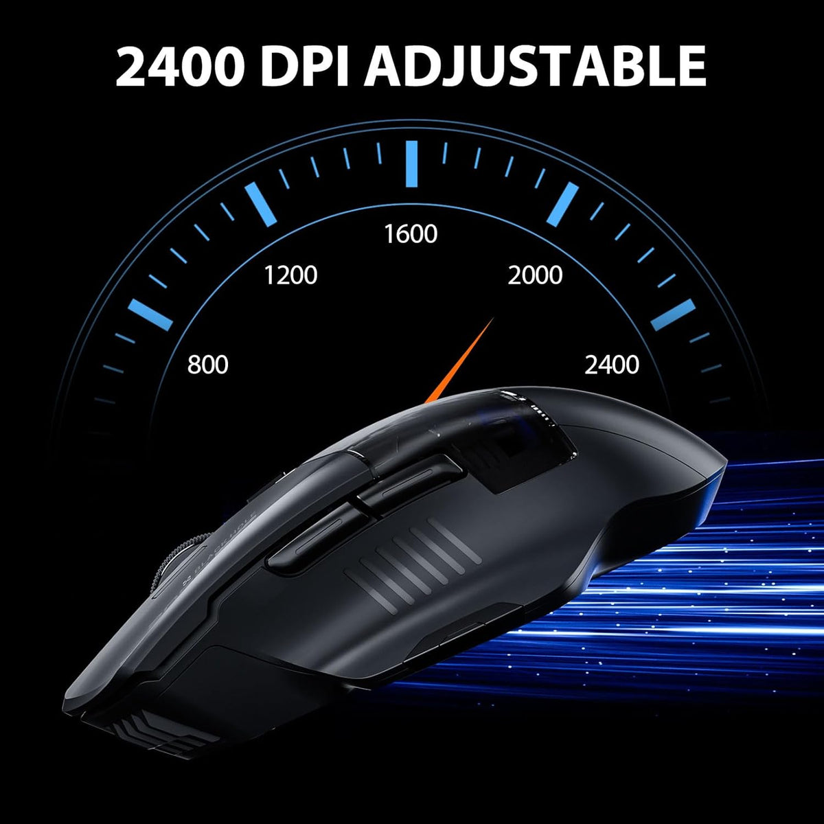 INPHIC A9 Explorer Wireless Mouse for Laptop, 2.4G/Bluetooth 5.0, RGB Lighting, 2400 DPI, Visible Battery, Type-C Charging