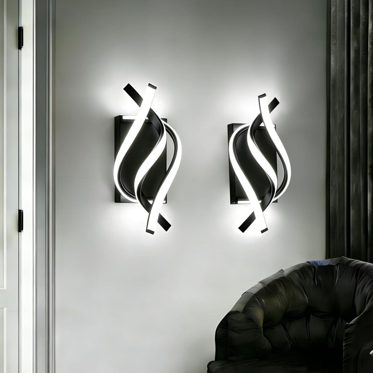 GLWET Wall Sconce of 2, Modern Wall Light Fixture Black Wall Mount Light for Mirror,Bedside, Bathroom, Bedroom, Hallway