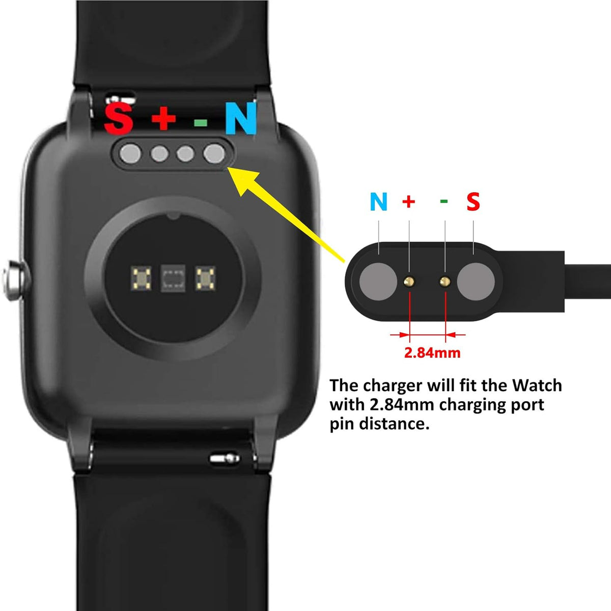 Replacement Charger E ECSEM 2Pcs for RLQA RL54 Smartwatch, Wireless Magnetic USB Charging Cable