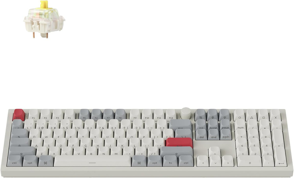 Keychron Q6 Max QMK/LAUNCHER Wireless Bluetooth/2.4GHz/USB-C Wired Custom Mechanical Keyboard, Full Size Programmable Knob RGB Backlit Hot-Swappable Gateron Banana Switch for Mac Windows Linux - White