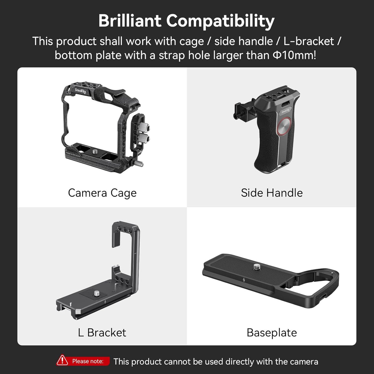 SMALLRIG Camera Cage Wrist Strap, Quick Adjustable Hand Strap for Camera Handle and L Bracket - 3848