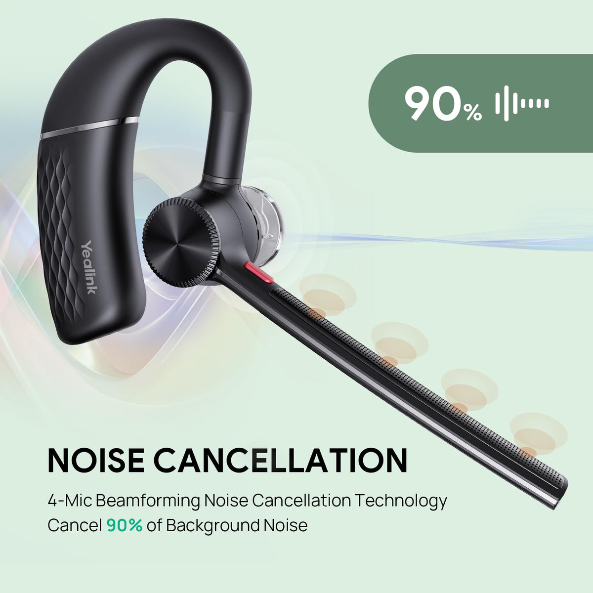 Yealink BH71 Lite Bluetooth Headset,Wireless Earpiece with 4 Noise Cancelling Microphone,10H Talk Time,Adjustable Ear Hook,Bluetooth Earphones