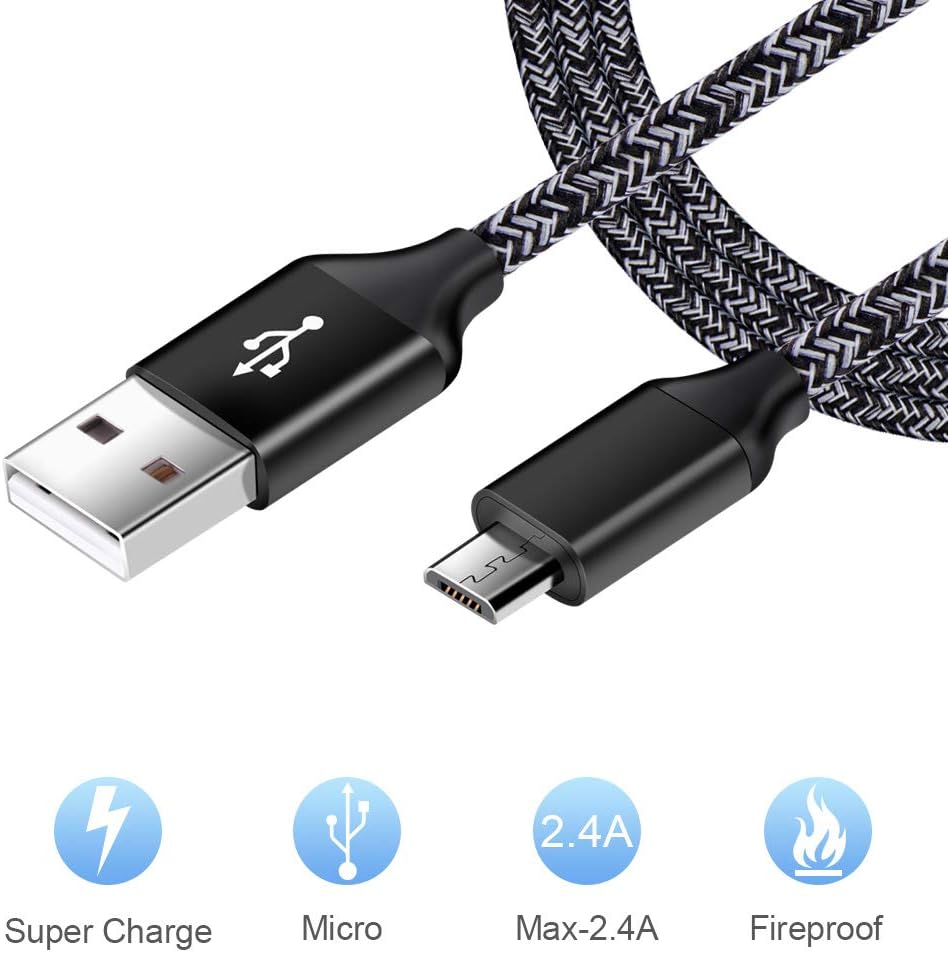 Fast Charging Micro USB Cable 6ft with Wall Charger for Samsung Galaxy S6 S7 J3 J7 Note 5, LG Stylo, Tablet, Kindle