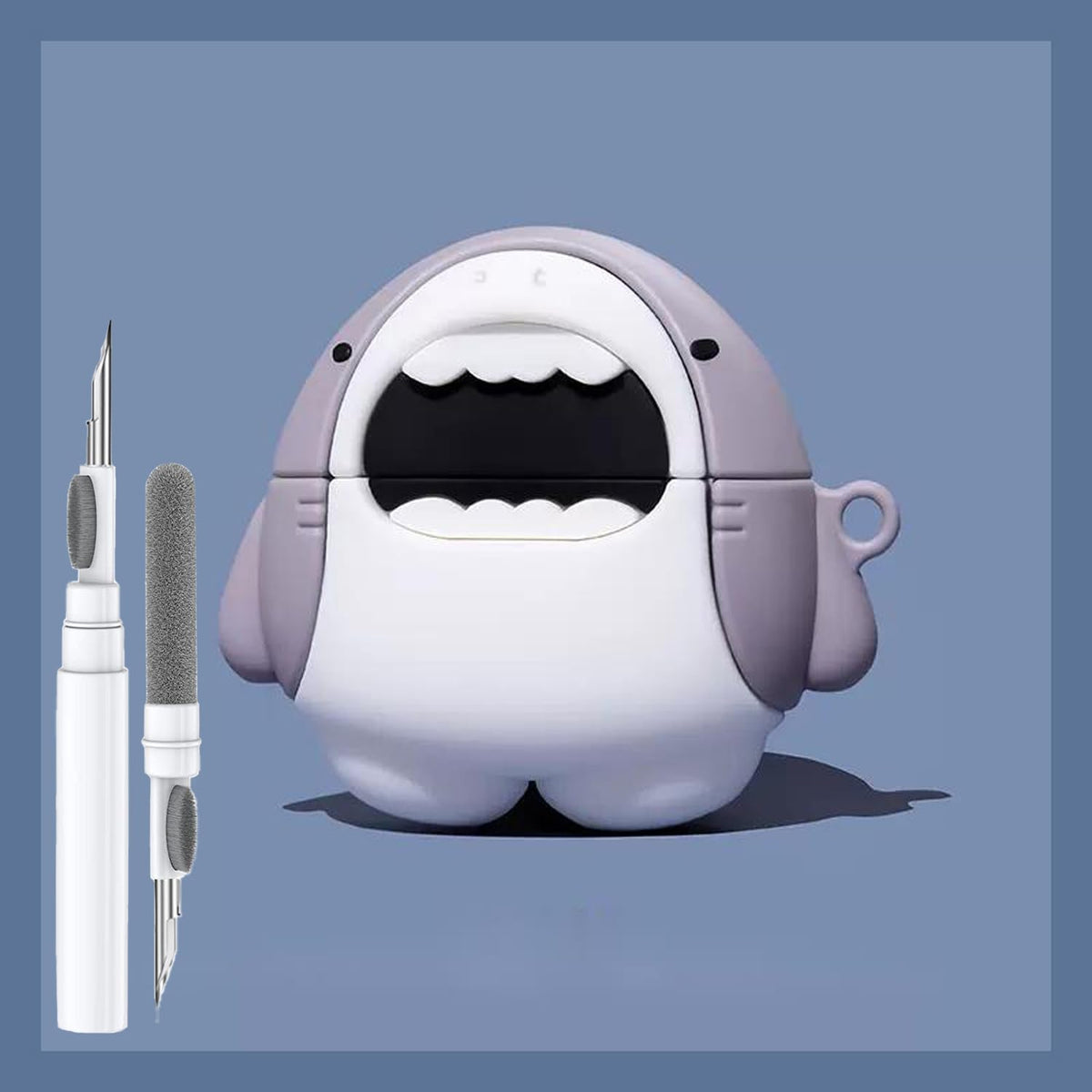 Cute Shark Case for Airpod 4 Case Cover 2024, Funny 3D Cartoon Kawaii Cool Cover with Cleaning Kit & Keychain for Airpod 4th Generation 2024 for Boys