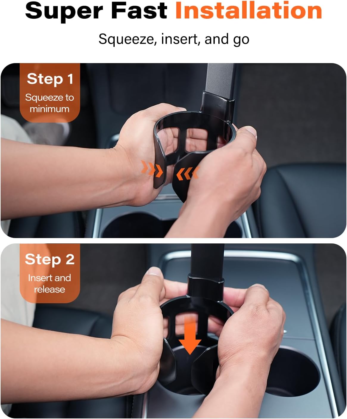 APPS2Car Cup Holder Phone Holder Mount for Car, 2-in-1 Fast-Squeeze Installation, Adjustable Height One-Hand Operation