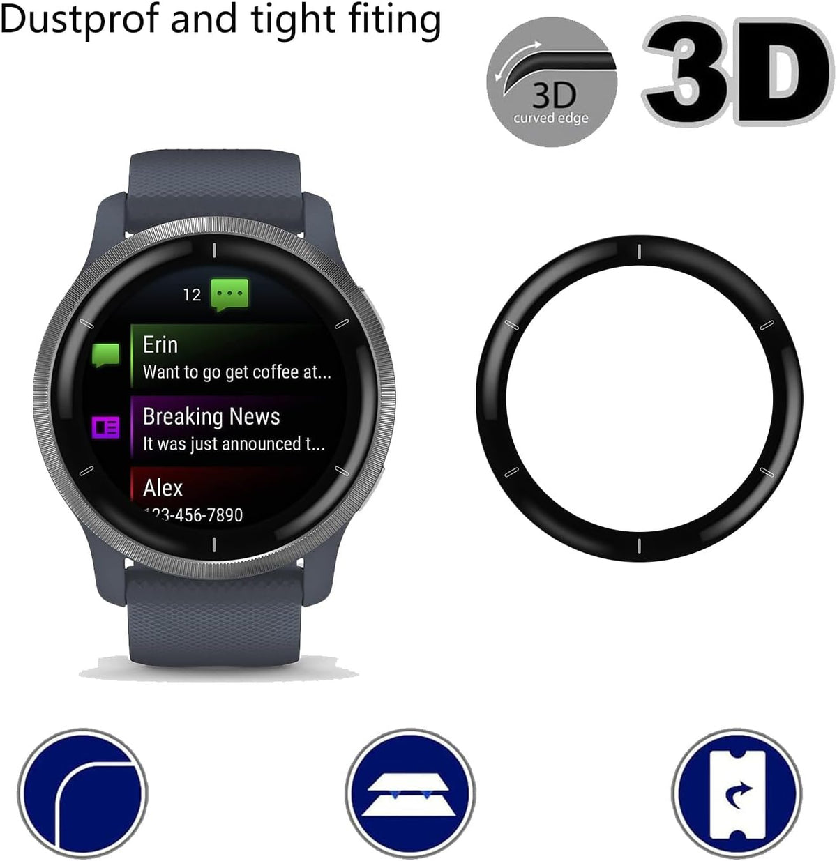 [4 Pack] Screen Protector for Garmin Venu 2 Smartwatch, HD Clear, Anti Scratch, Anti Fingerprint Compatible