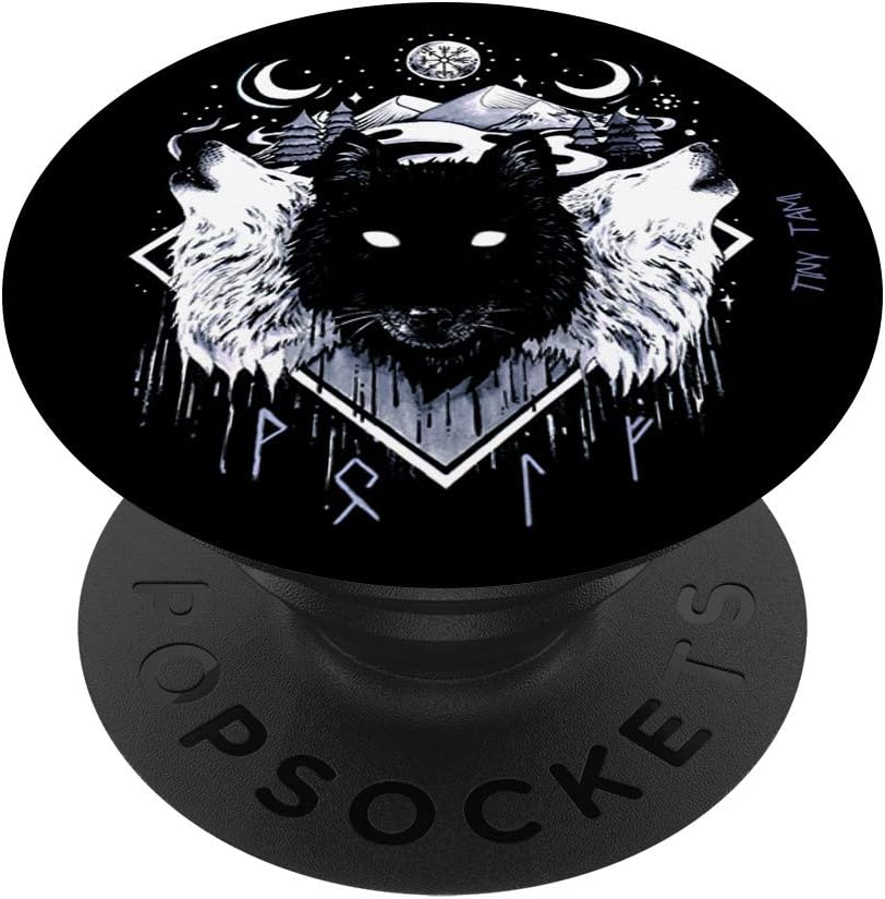 PopSockets Swappable PopGrip, Wolves pack Fenris, Skoll and Hati Viking runes Valhalla