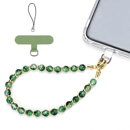 VICHUNHO Marble Beaded Phone Wrist Strap, Cellphone Lanyard with Tether Tab, Hands-Free Wristlet Bracelet