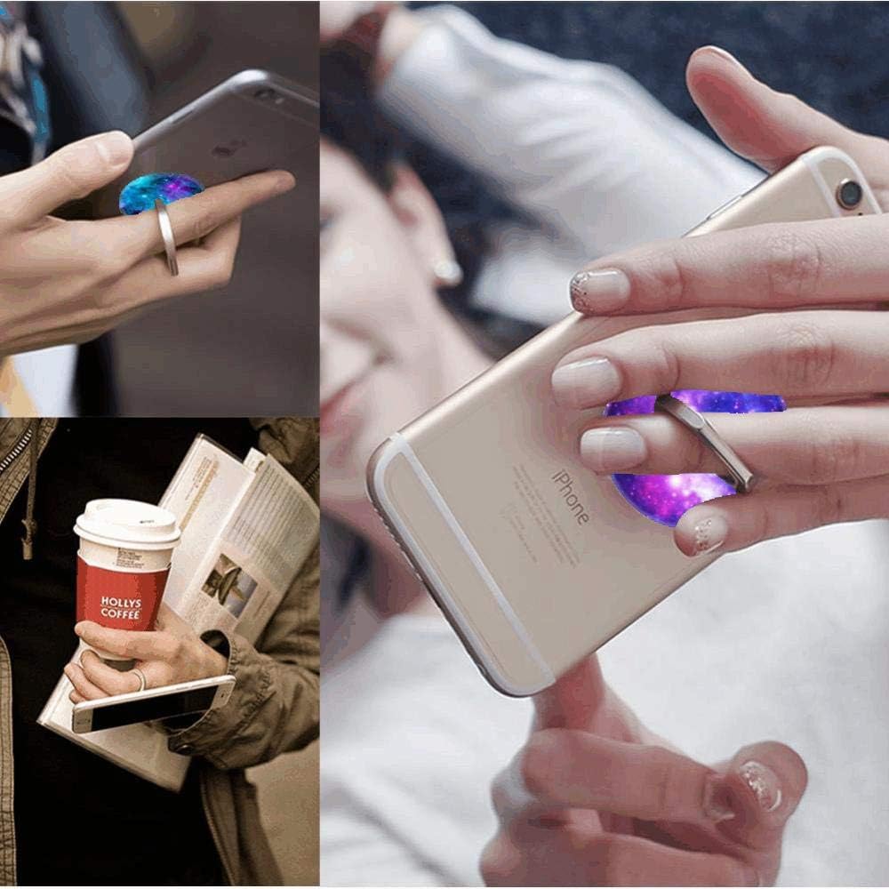 3 Pack Purple Blue Galaxy Cell Phone Ring Holder, 360 Degree Finger Stand for Smartphone