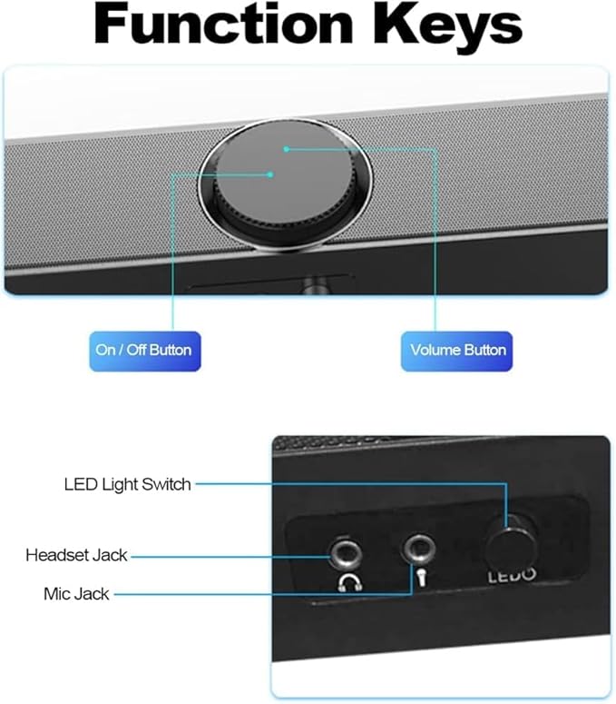 Computer Speakers for Desktop USB Powered Speaker Bar Portable Computer Speakers 3.5mm Audio Mic Plug Wired Soundbar Speaker for PC Tablet Laptop(D)