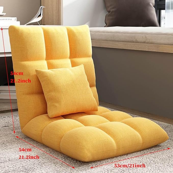 GIZNXBA Floor Chair with 6 Adjustable Positions Foldable Floor Lazy Sofa Folding Floor Gaming Chair with Pillow Meditating Floor Chair for Living Room Bedroom Office(/Pink)