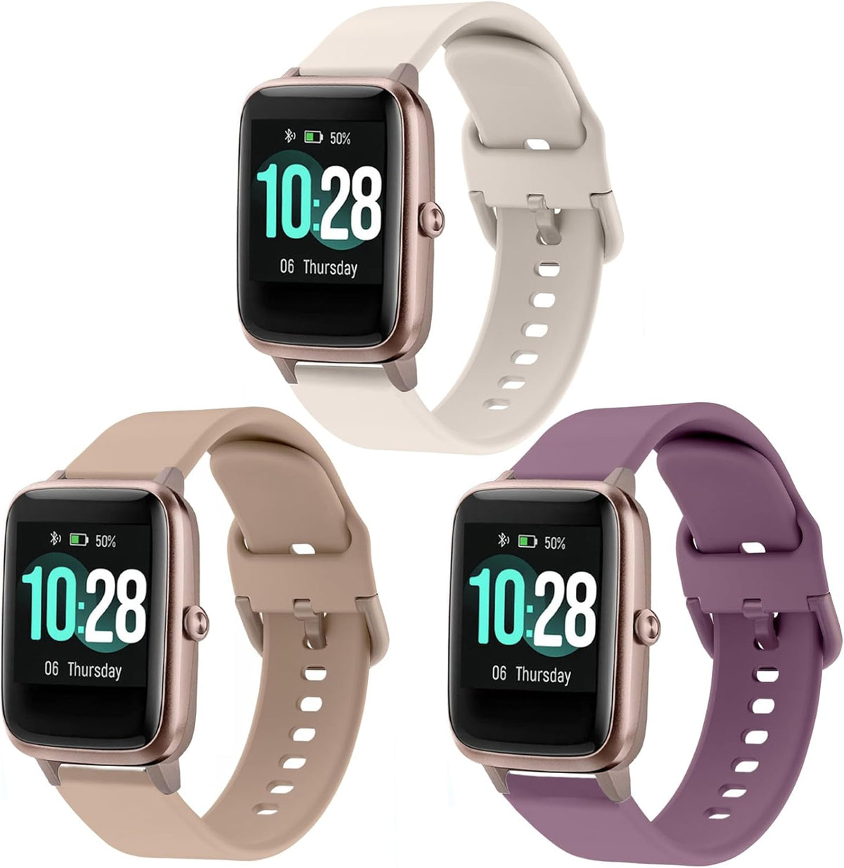 19mm Quick Release Soft Silicone Replacement Band for ID205L Smart Watch, Floral Pattern Printed Band Compatible with