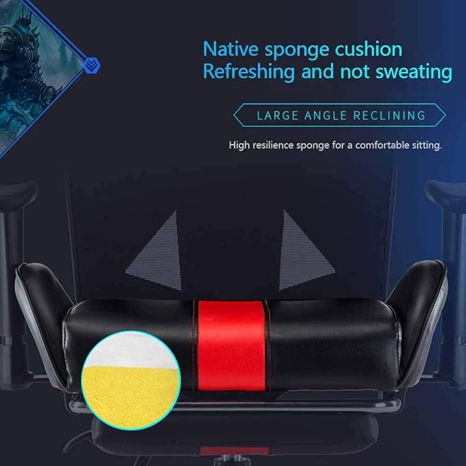 Computer Chair Video Game Chair with Removable Lumbar Pillow Ergonomics Game Computer Chair Lifting Handrail Racing Style High-Back PU Leather Office ChairBlack White