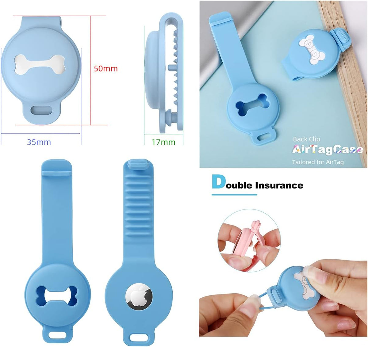 Skywin Silicone Case Compatible with Apple Tracker for Pet Collar, Secure Dog Collar Clip Holder for GPS Tracking Device