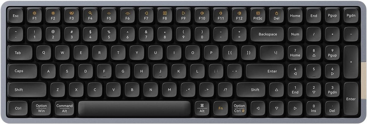 LOFREE Flow Low Profile Mechanical Keyboard, 100 Keys Rechargeable Wireless Keyboards with Bluetooth and Wired Connection for Windows, Mac OS/Black Phantom Tactile Switches