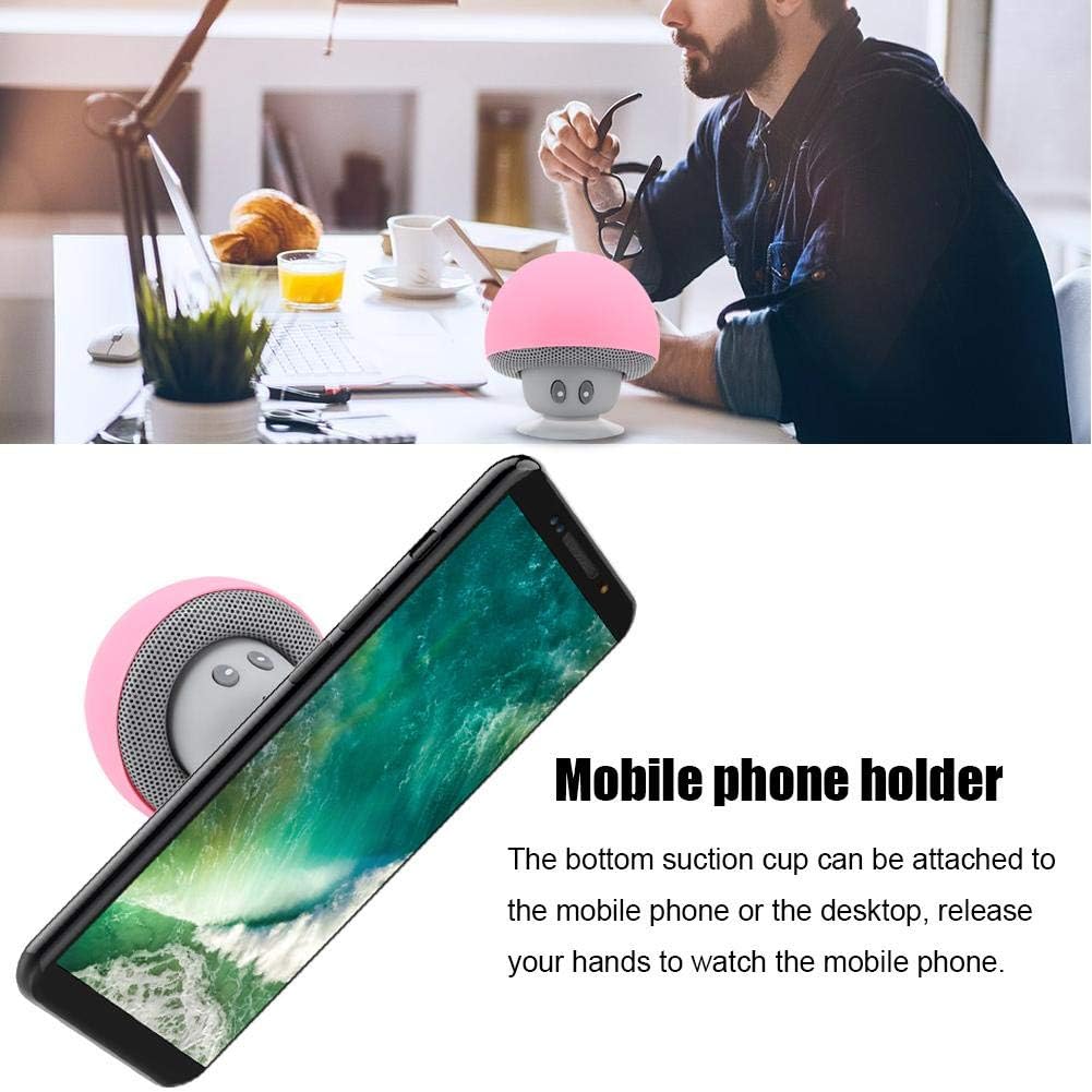 Mini Bluetooth Mushroom Speaker, 5V 3W Wireless Audio Speaker with Suction Cup, Mushroom Design