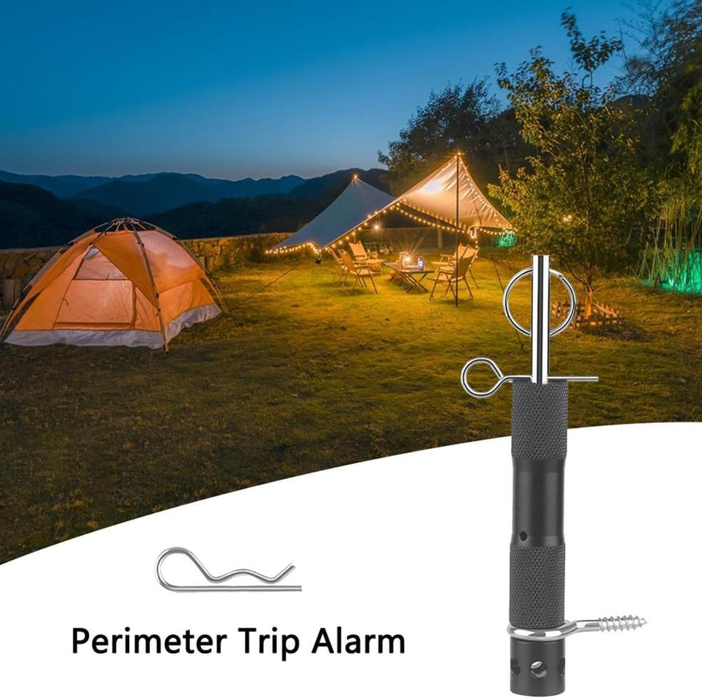 1Pc Perimeter Trip Alarm Black, Early Warning Security System for Camping, Hiking, Property Safety