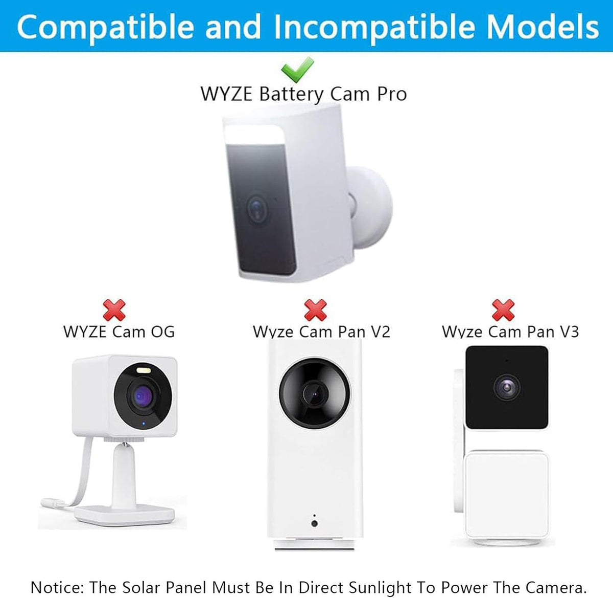 Solar Panel for WYZE Battery Cam Pro Camera, Wireless Security Camera Outdoor 4W Solar Panel with 10ft Micro USB