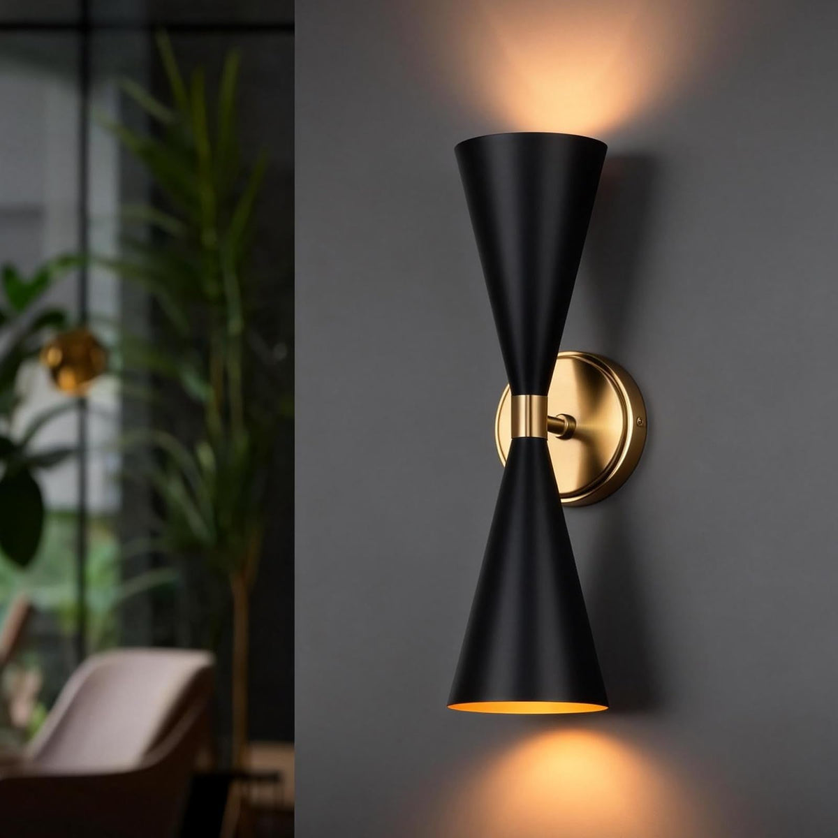 Edwarmlux Indoor Wall Sconces, Modern Wall Lights, Up and Down Wall Mount Light, Dimmable Hardwired Wall Light for Bedroom, Living Room, Hallway