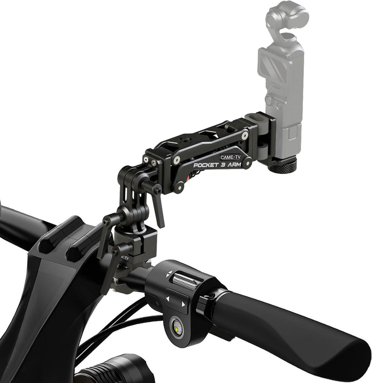 Came-TV Motorcycle Camera Mount Stabilizer, Bike Camera Mount,Handlebar Mount Shock Absorber Arm, Anti-Shake Motorcycle Mount PK04 Compatible with Pocket 2, Pocket 3, 360 Action Cameras, Smartphones