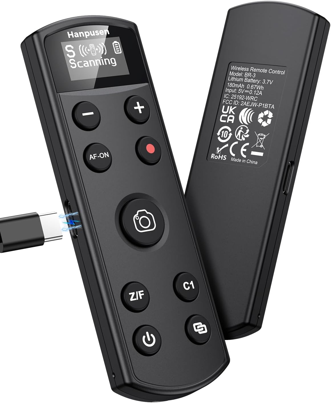 Hanpusen Rechargeable Camera Remote Control for Sony - Wireless Shutter Release with OLED Screen compatiable with ZV-1F,ZV-1II,ZV-1,ZV-E10II,ZV-E10,A6100,A6400,FX30,FX3;Replace Sony RMT-P1BT（Black）