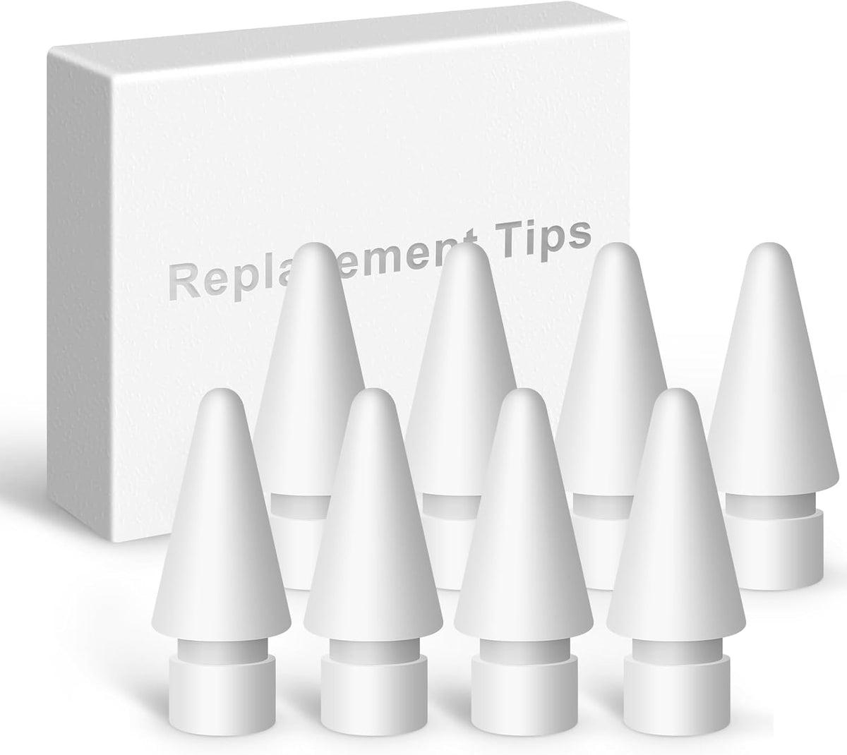 Upgraded Replacement Tips for Apple Pencil Pro/2nd Gen/1st Gen/USB-C,No Wear Out Pencil Nibs Precise Control - Replacement Nibs for Apple iPad Pencil - 8 Pack White