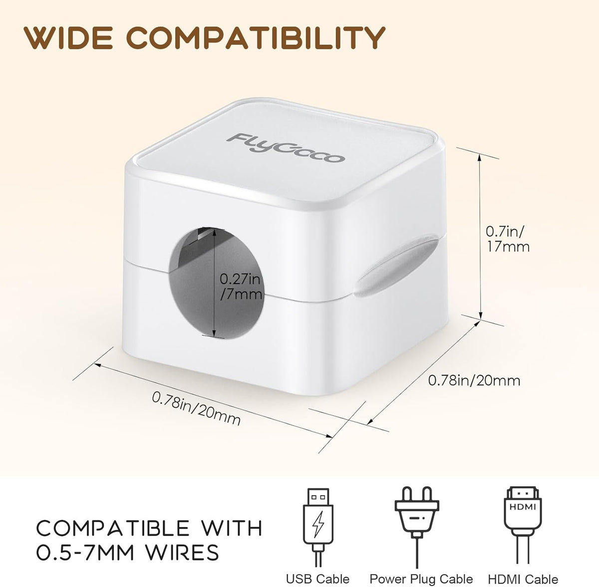 Flycoco 6 Pack Magnetic Cord Organizer, Cable Management Clips for Desk, Phone Charging Cable Storage Holder (White)