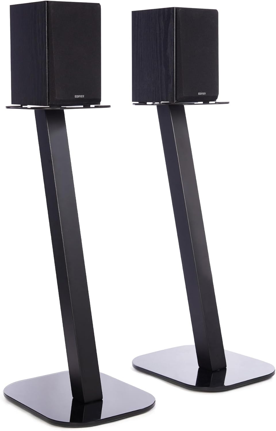 EXIMUS One Pair Fixed Height Universal Speaker Floor Stands - Black - 610 Series