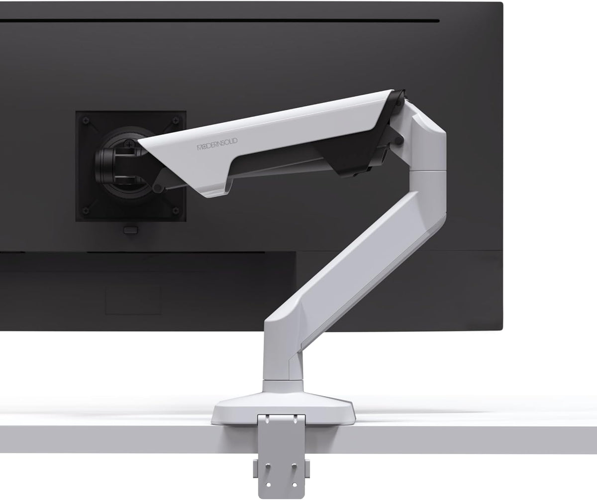 Heavy Duty Monitor Arm Desk Mount for 34 to 49 Inch Ultrawide Curved Flat Monitors, Supports 14 to 38 lbs, Smooth Gas Spring Movement, VESA 75x75/100x100, White, Classic