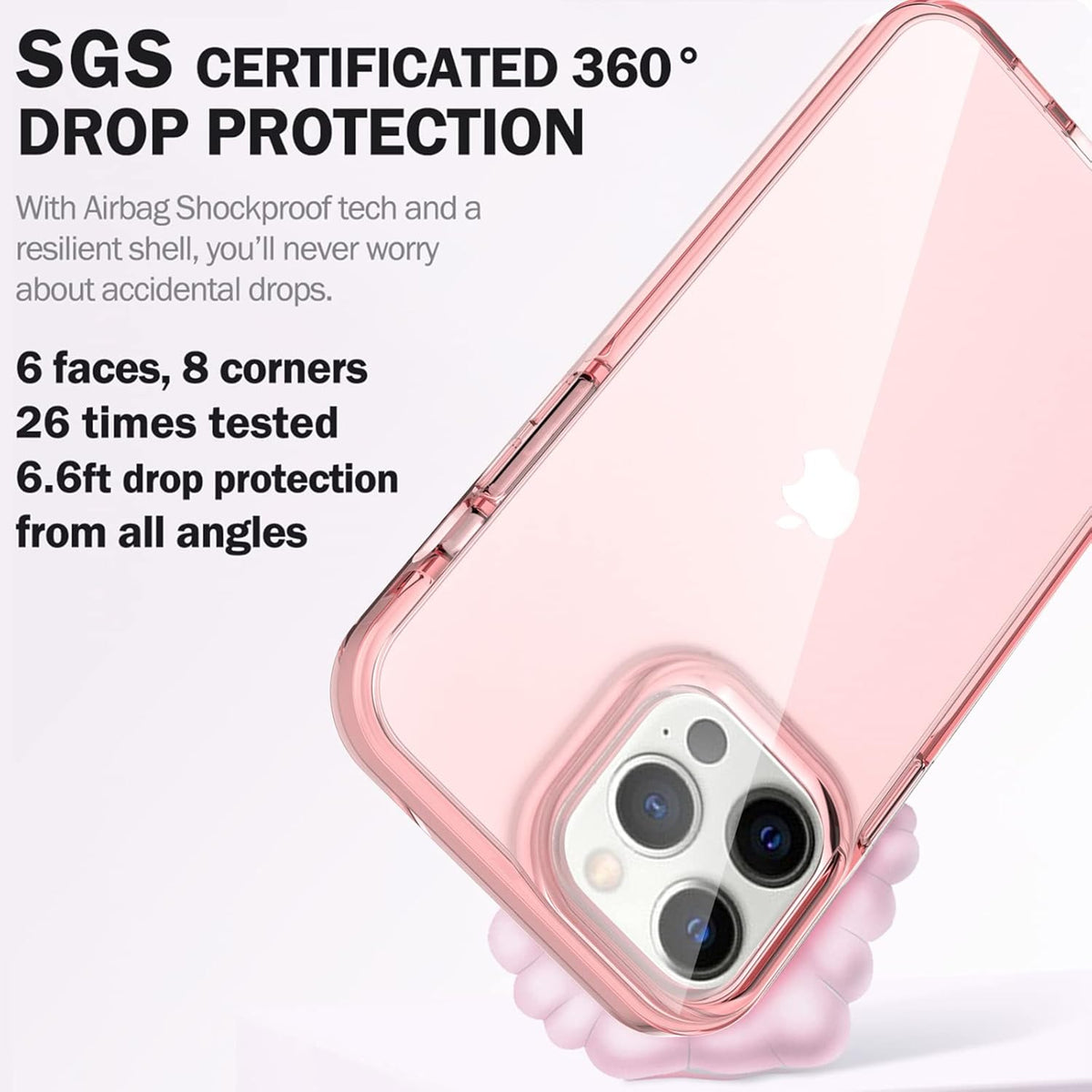 ArtsEvo Designed Case for iPhone 14 Pro Max, 6.6ft Drop Protection, Full Body Screen Camera Protective Case, Pink