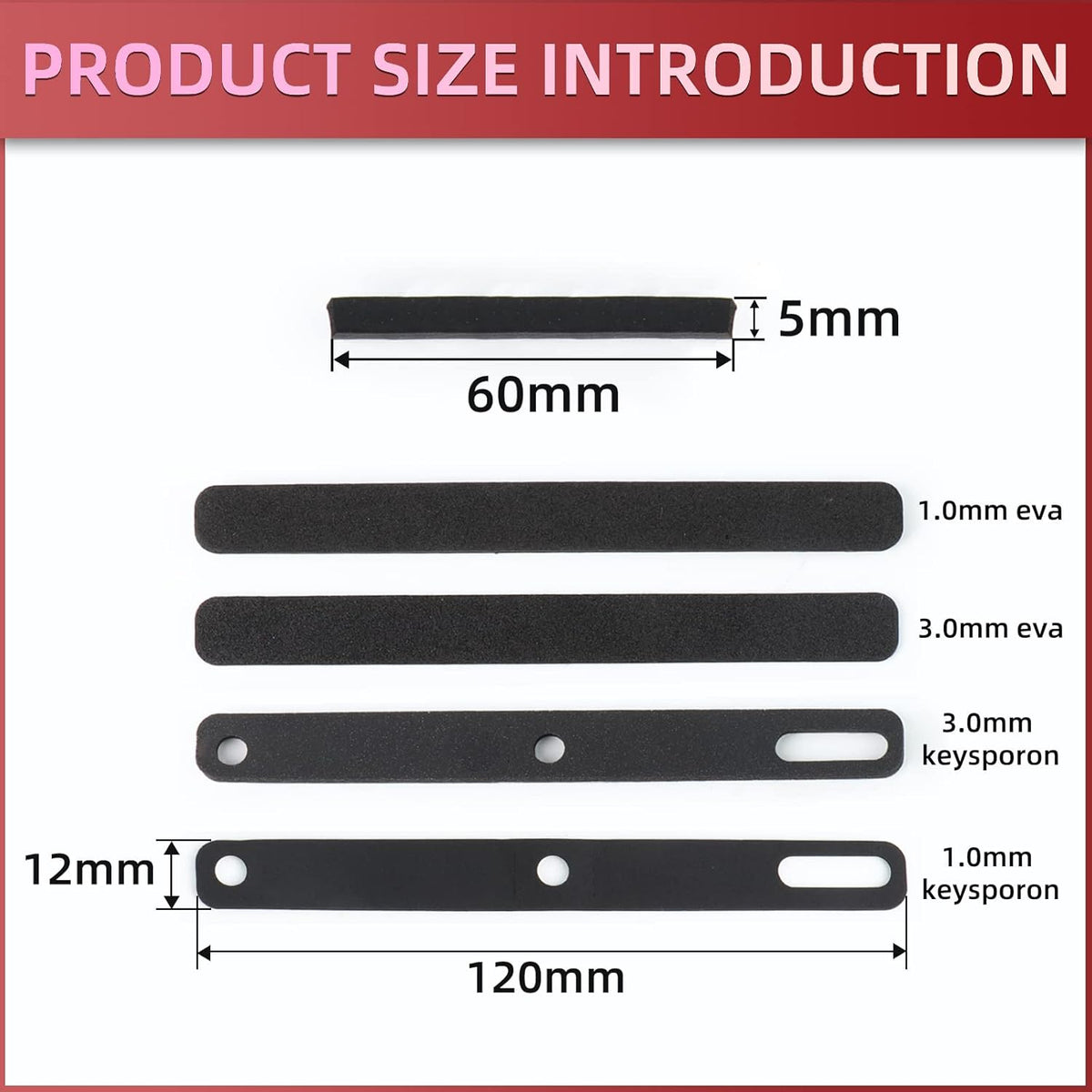 YIMAGUJRX RUNJRX 6Pcs Keyboard Spacebar Foam, Silencer Pad for 7U Mechanical Keyboard Space Bar