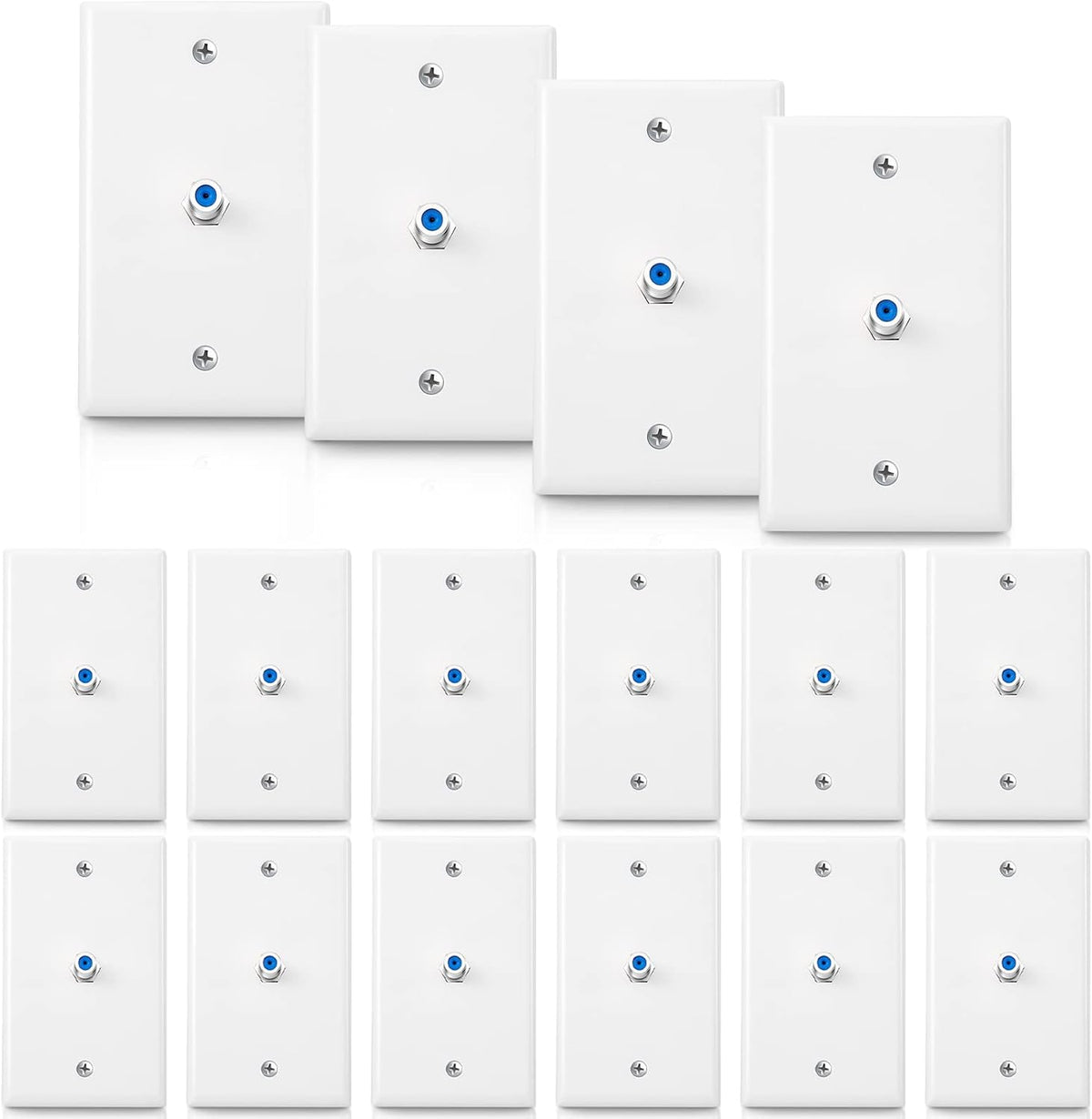 1-Port TV Cable Wall Jack F Connector Coax Video Jack Single Gang Wall Plates (Blue, 16 Pcs)