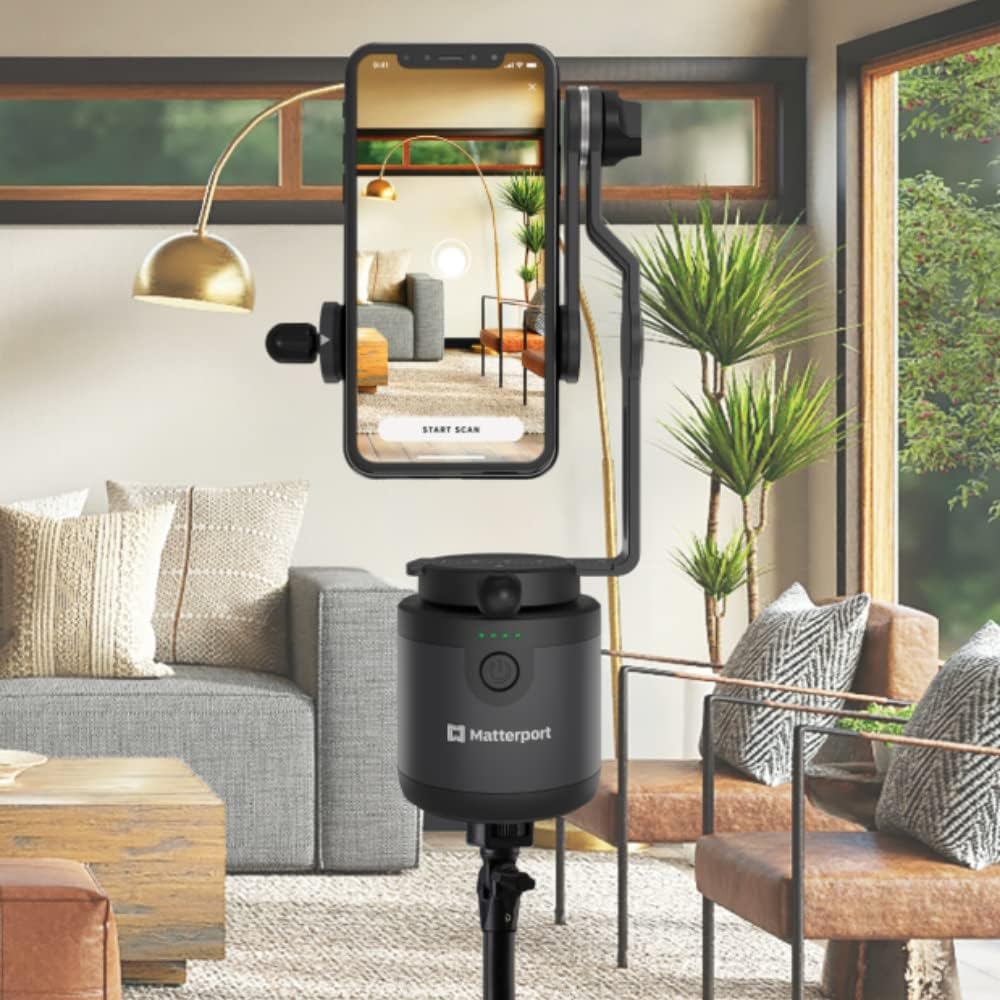 Matterport Axis Gimbal Stabilizer for Smartphone Camera - Motorized Rotating Mount for Professional 3D 360 Photo Scans for iPhone and Android Phones