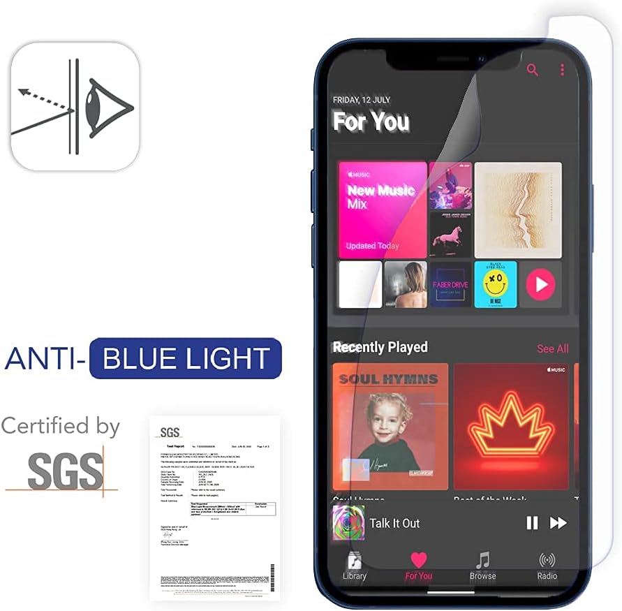 ARMOR Flexible Glass Screen Protector for iPhone 12 Mini, Anti Blue-Light, Anti-Glare