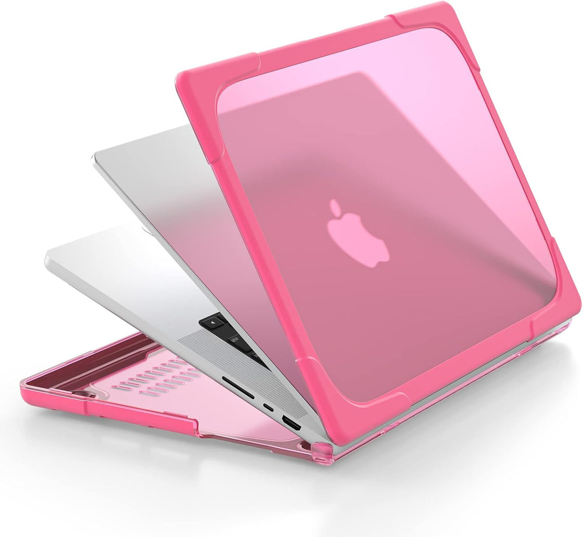 Batianda Compatible with New MacBook Pro 16 inch Case 2024 M4 Chip 2023 2021 Release with M3 M2 Pro Max, Heavy Duty Protective Plastic Hard Shell with Fold Kickstand & Keyboard Cover Protector, Rose