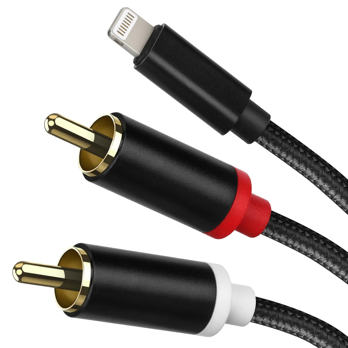 12FT Lightning to RCA Cable Audio Aux Adapter, Stereo Y Splitter for iPhone iPad Models, Power Amplifier, Home Theater