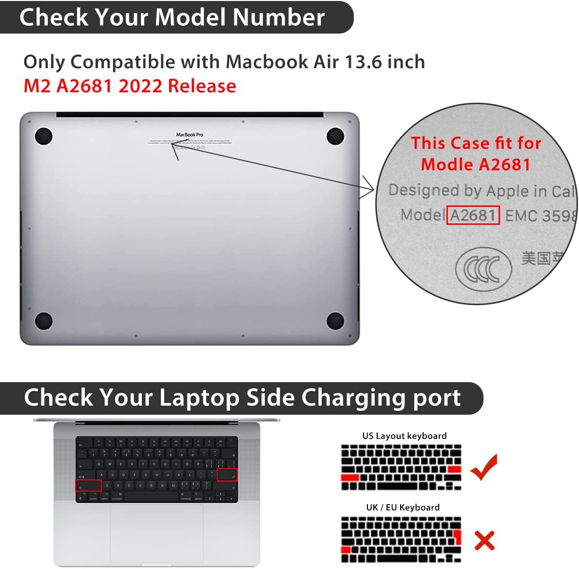 Compatible with 2025 2024-2022 MacBook Air 13.6 inch Case Model A3240 M4 A3113 M3 A2681 M2 with Touch ID, Plastic Hard Shell Case&Keyboard Cover&Screen Protector&Webcam Cover, Blue Graffiti