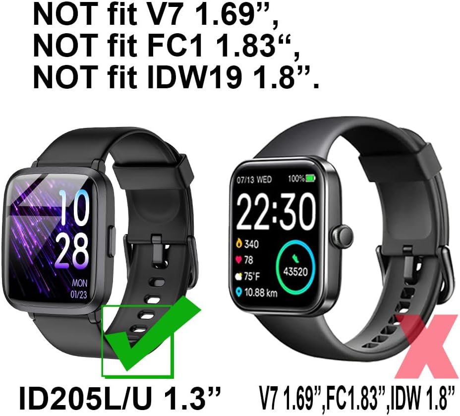 3D Screen Protector Compatible with 1.3 inches ID205L Smart Watch, 3-PACK for ID205 Series