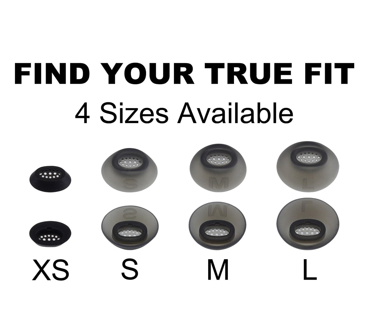 XMTYAN Replacement Ear Tips Compatible with JBL Tune Flex 2, Soft Silicone Eartips with Portable Storage Box (4, Black, XS/S/M/L)