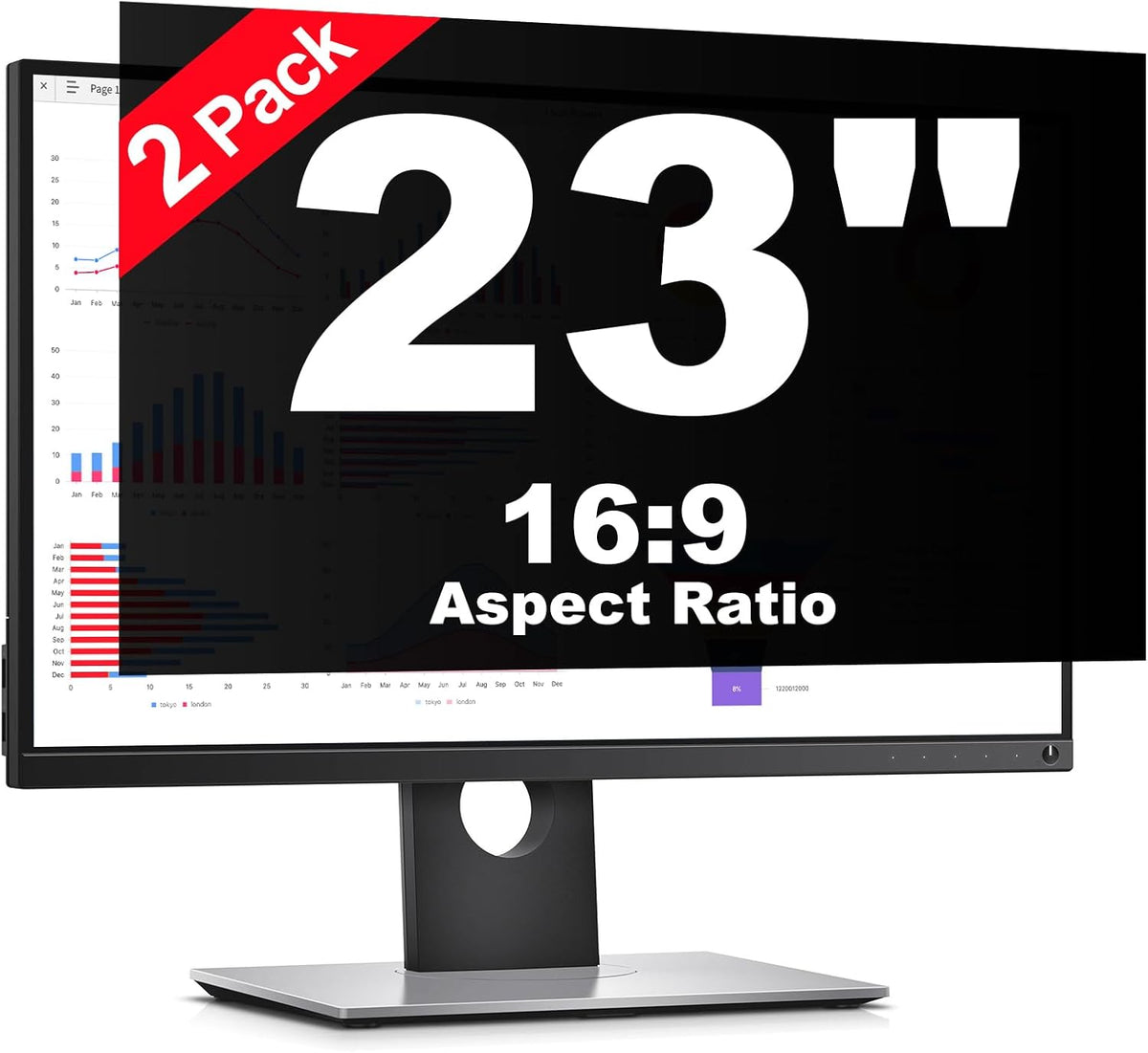 [2 Pack] 23 Inch Computer Privacy Screen Protector for 16:9 Widescreen Monitors-Anti-Glare & Blue Light Filter,Anti-Spy Film,Reduces Eye Strain (Fits Most Desktop Screens)