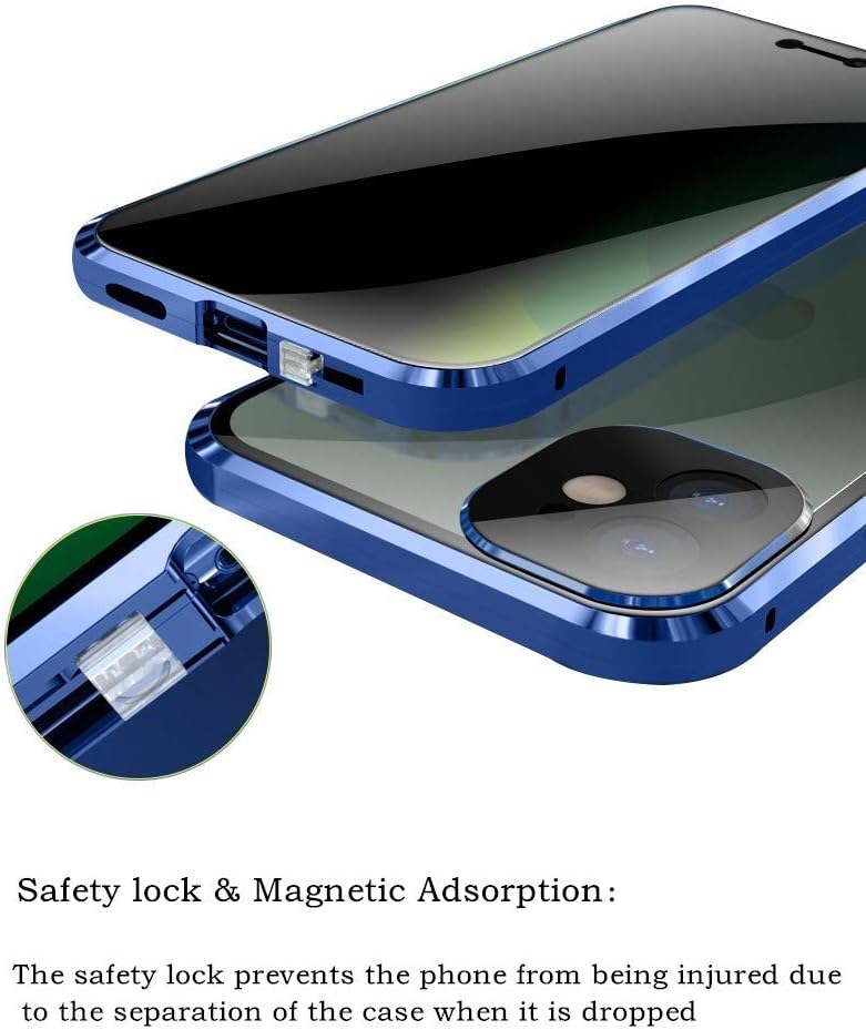 Anti-spy Screen Case for iPhone 12 Pro Max, Lock + Magnetic Adsorption, 360 Full Body Protective Cover, Red