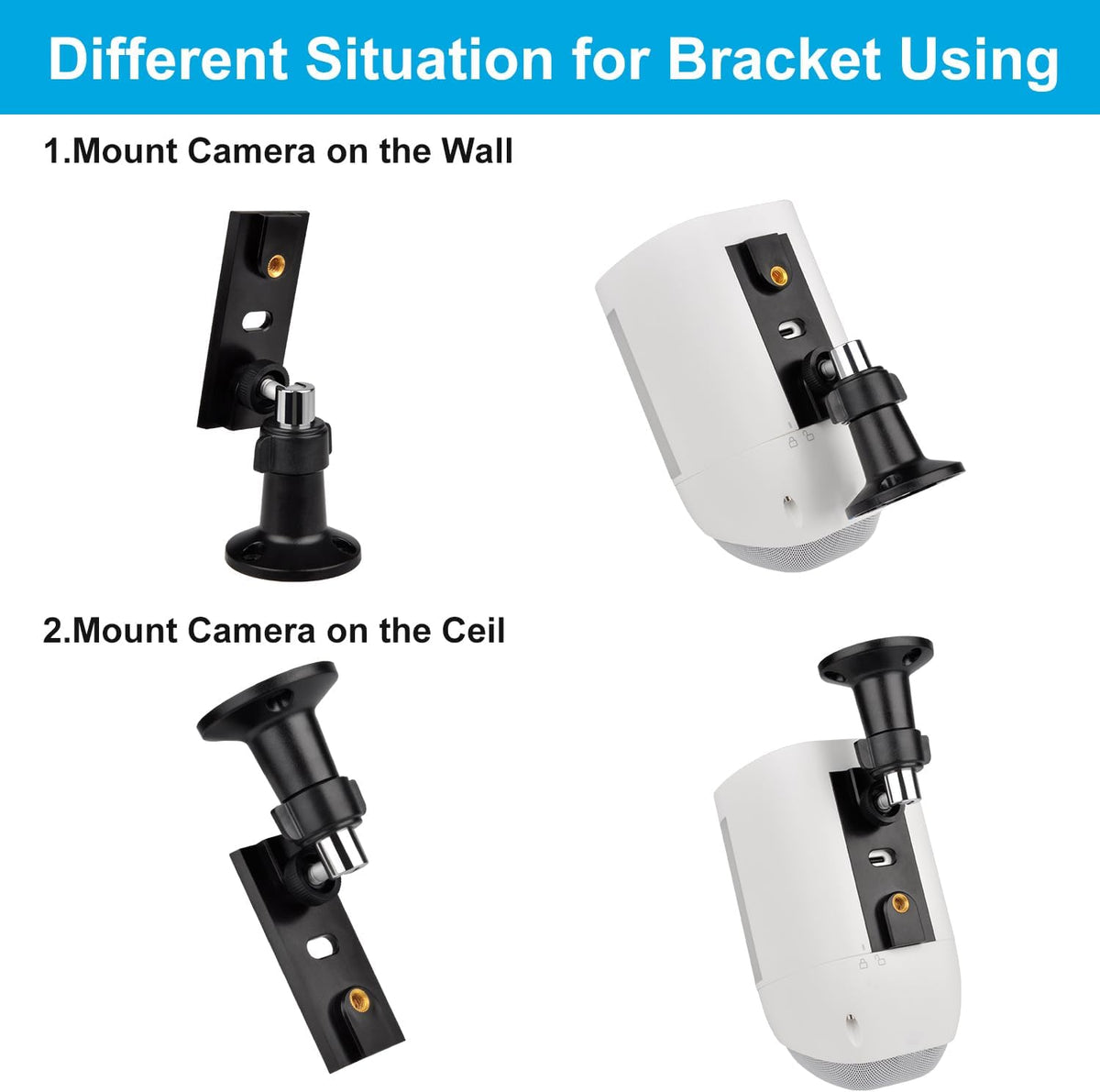 Mount Bracket for Ring Spotlight Cam Plus/Pro, Adjustable Ceiling Mounting Bracket for Better View Angle, 1-Pack, Black