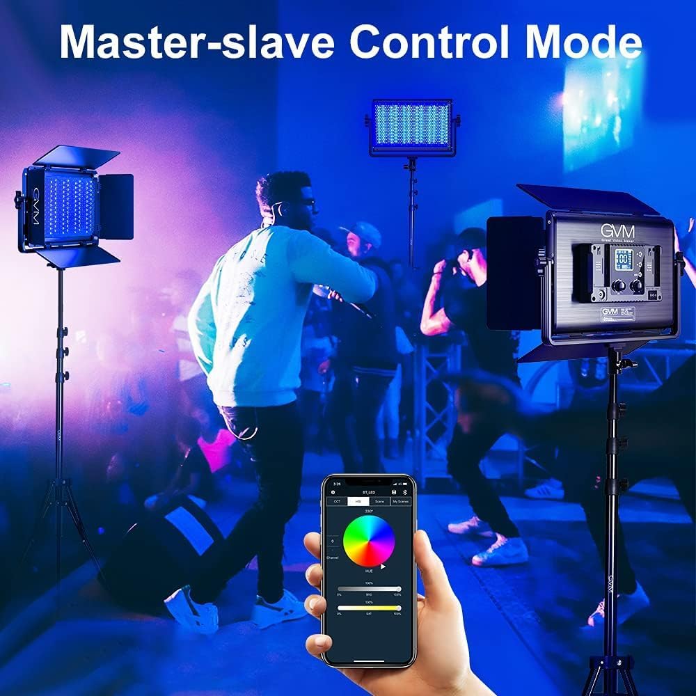GVM 1300D RGB LED Video Light, 65W Video Lighting Kit with Bluetooth Control, 25000lux/0.5m, 2 Packs Led Panel Light for YouTube Studio, Video Shooting, Broadcasting, Conference, 18 Kinds Scene Modes